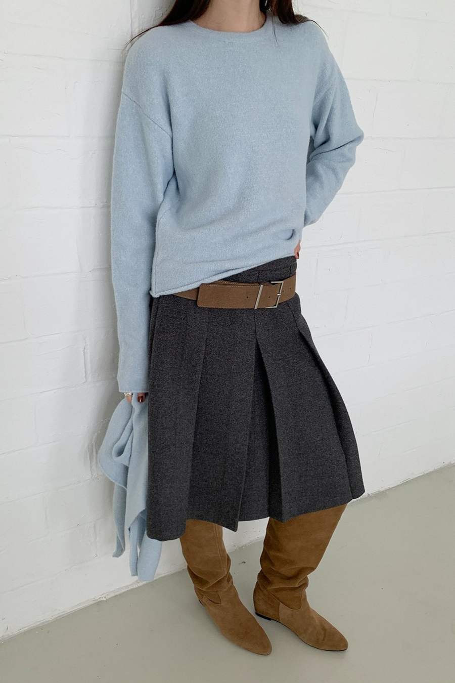 ストール付ラウンドネックカラーニット 2219