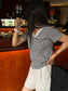 VネックボーダーTシャツ 2391