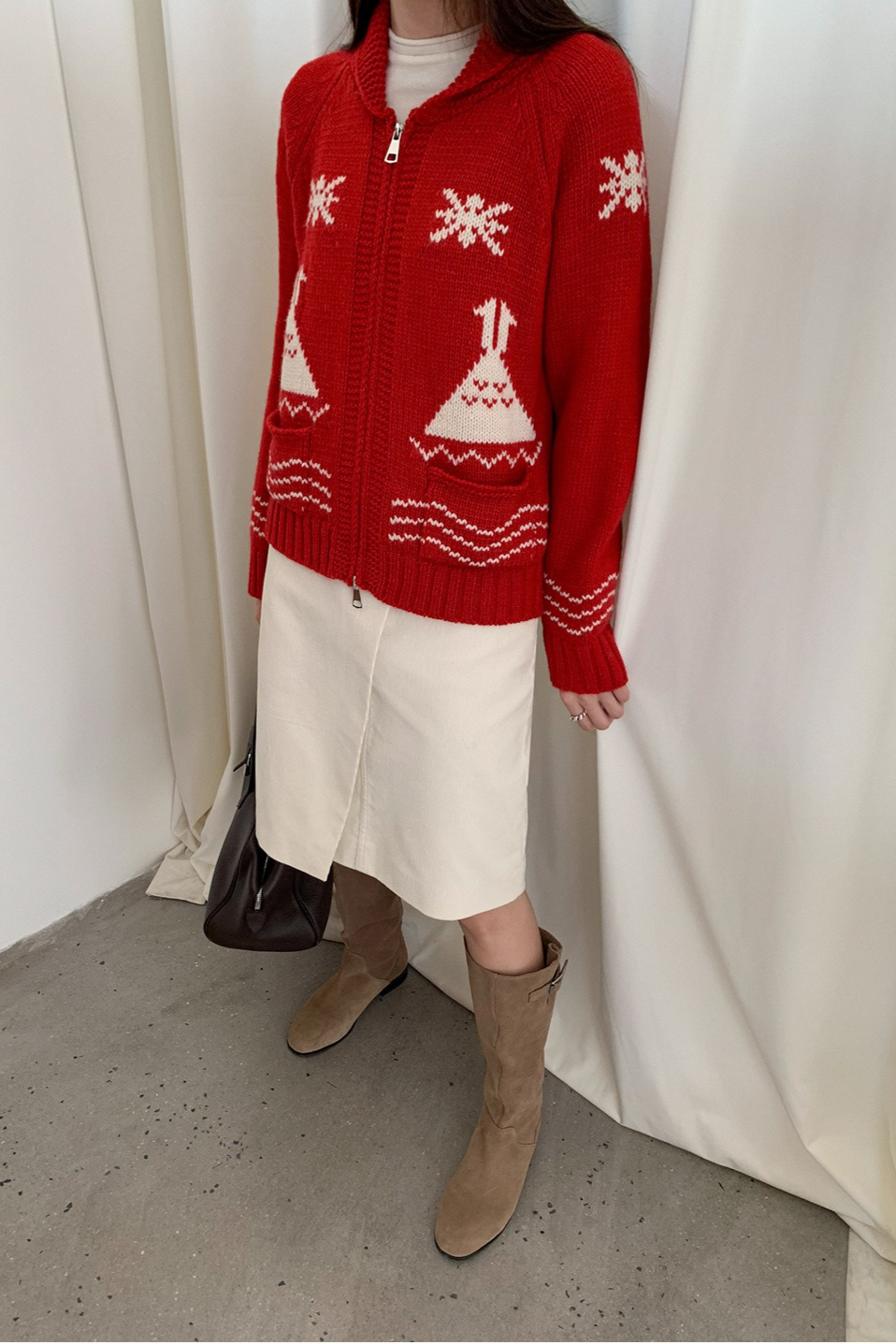 ノルディック柄ジップニット 2217