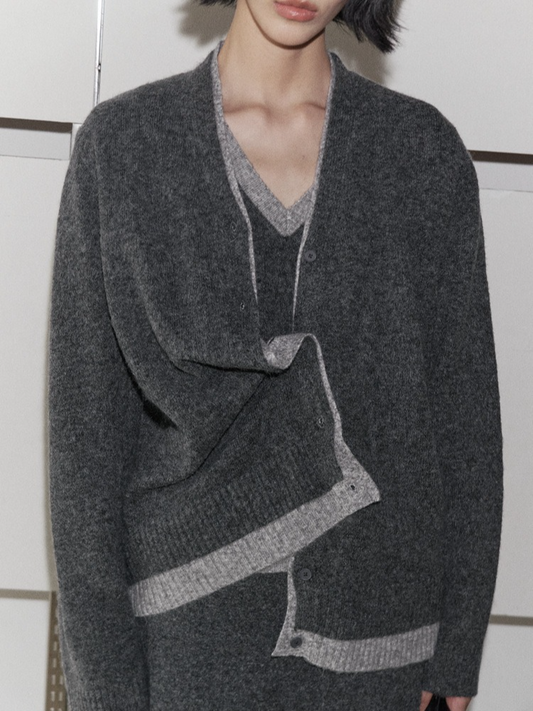 カラーブロックニットカーディガン 2211