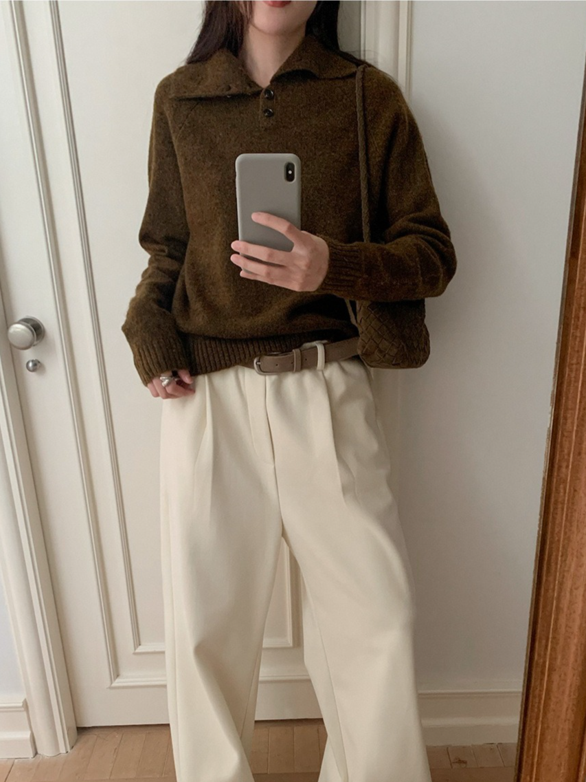 スタンドカラーラグランニット 2198