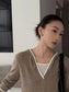 V-NECK HOOD KNIT TOP 2514