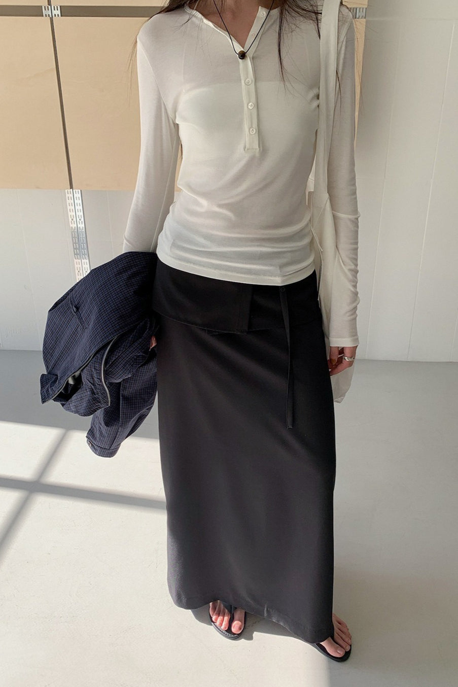 WRAP DETAIL LONG SKIRT 2308
