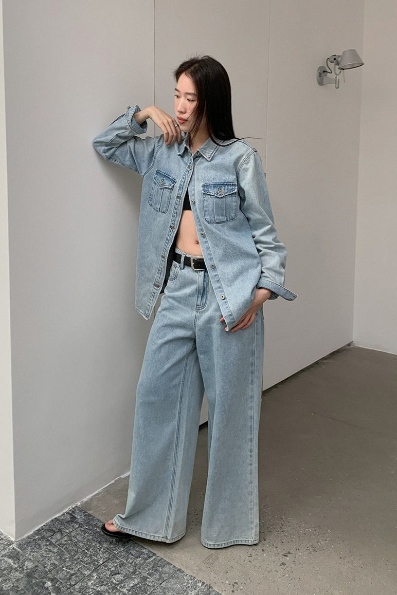 DOUBLE POCKET DENIM SHIRT 2305