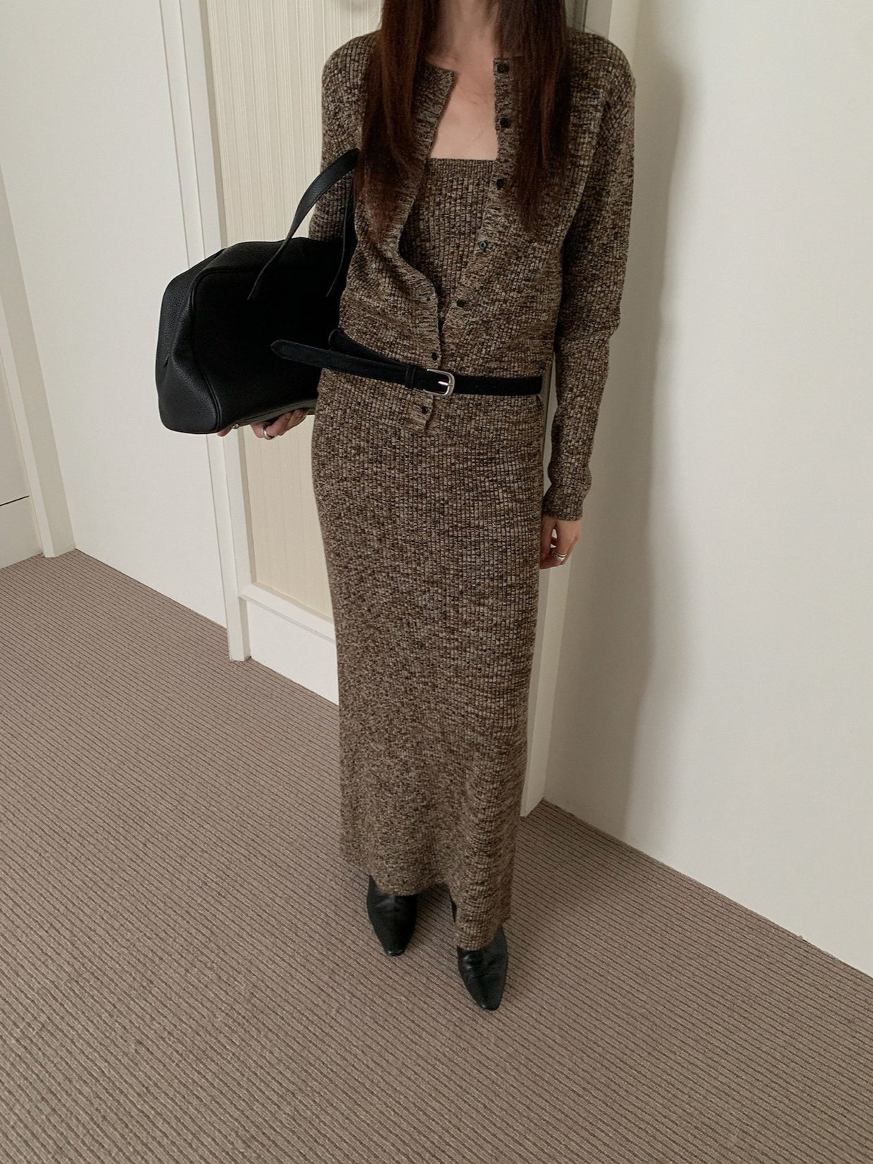 MIXED KNIT FITTED SKIRT 2469