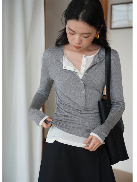 LAYERED HENLEY TOP 2513