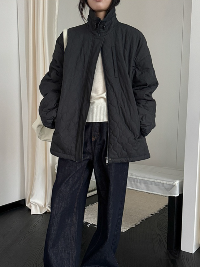 キルティングハイネックブルゾン 2192