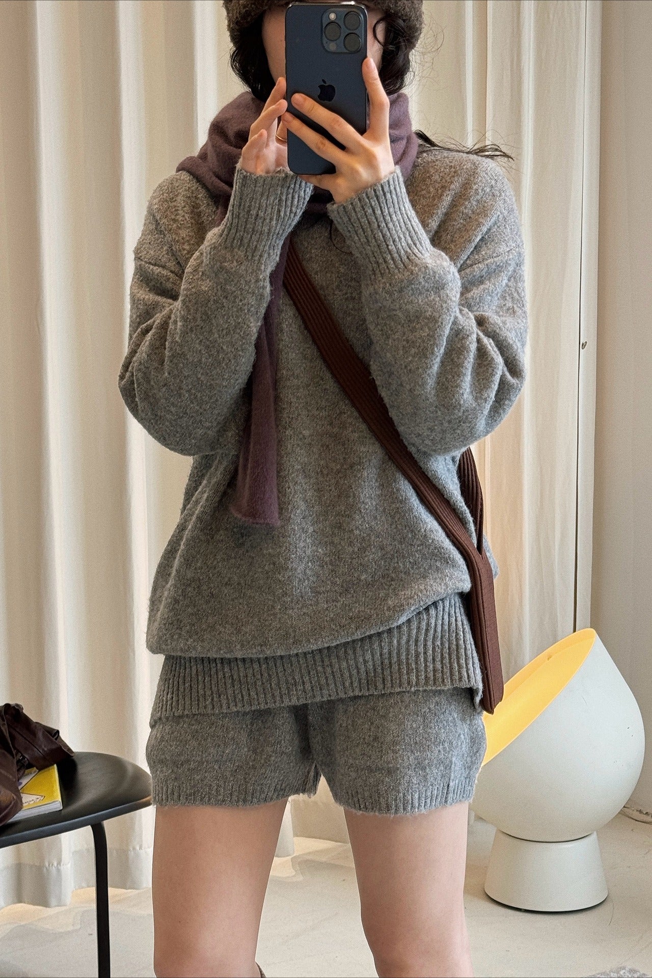 ニットトップ ショートパンツ セットアップ 2266