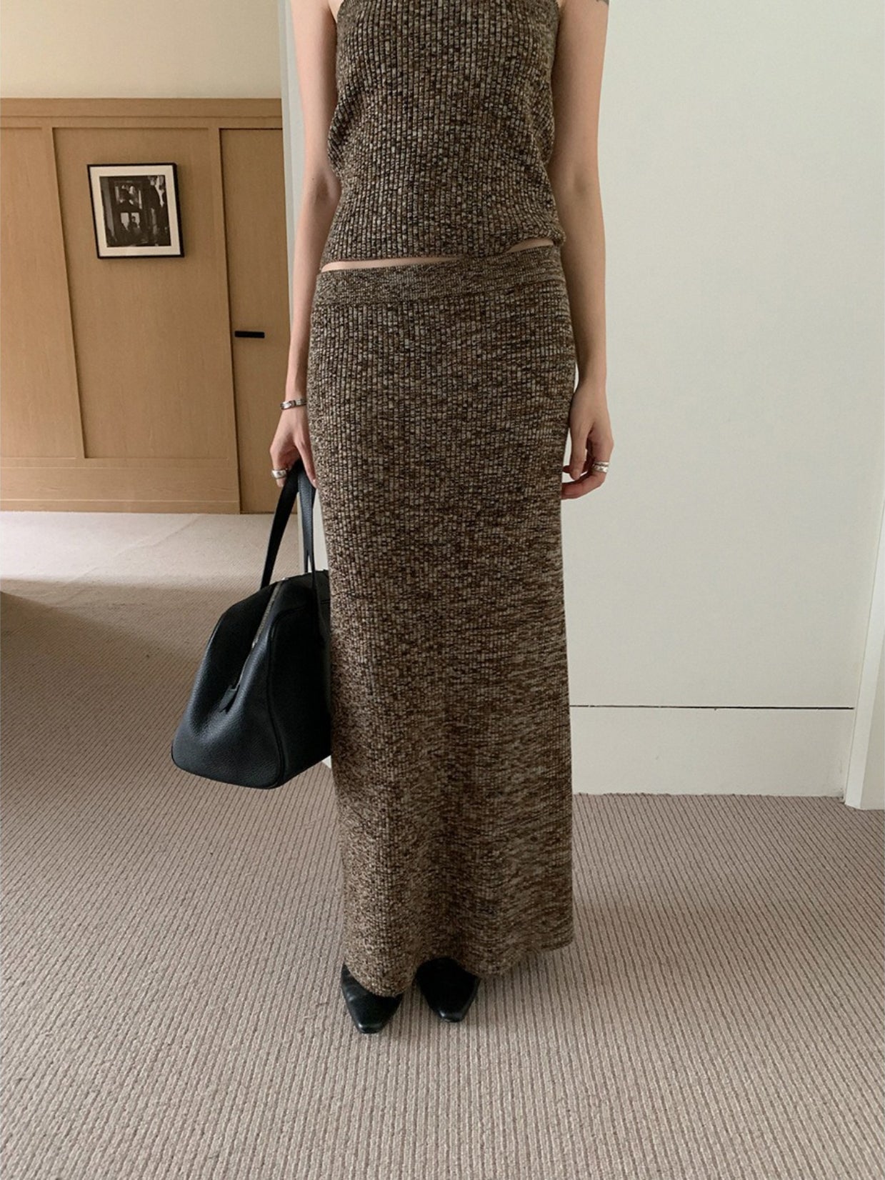 MIXED KNIT FITTED SKIRT 2469