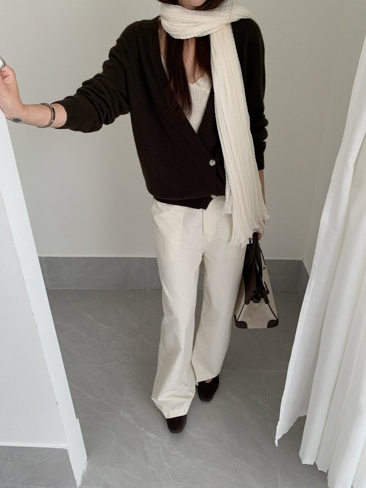 LOOSE ASYM V-CARDIGAN 2464