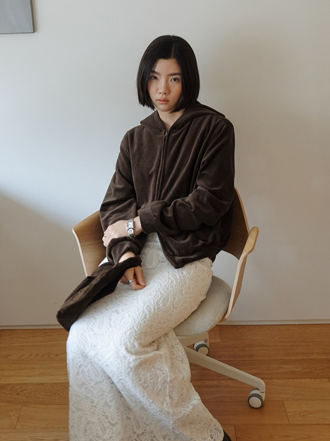 ダブルジップベロアフーディ 2195