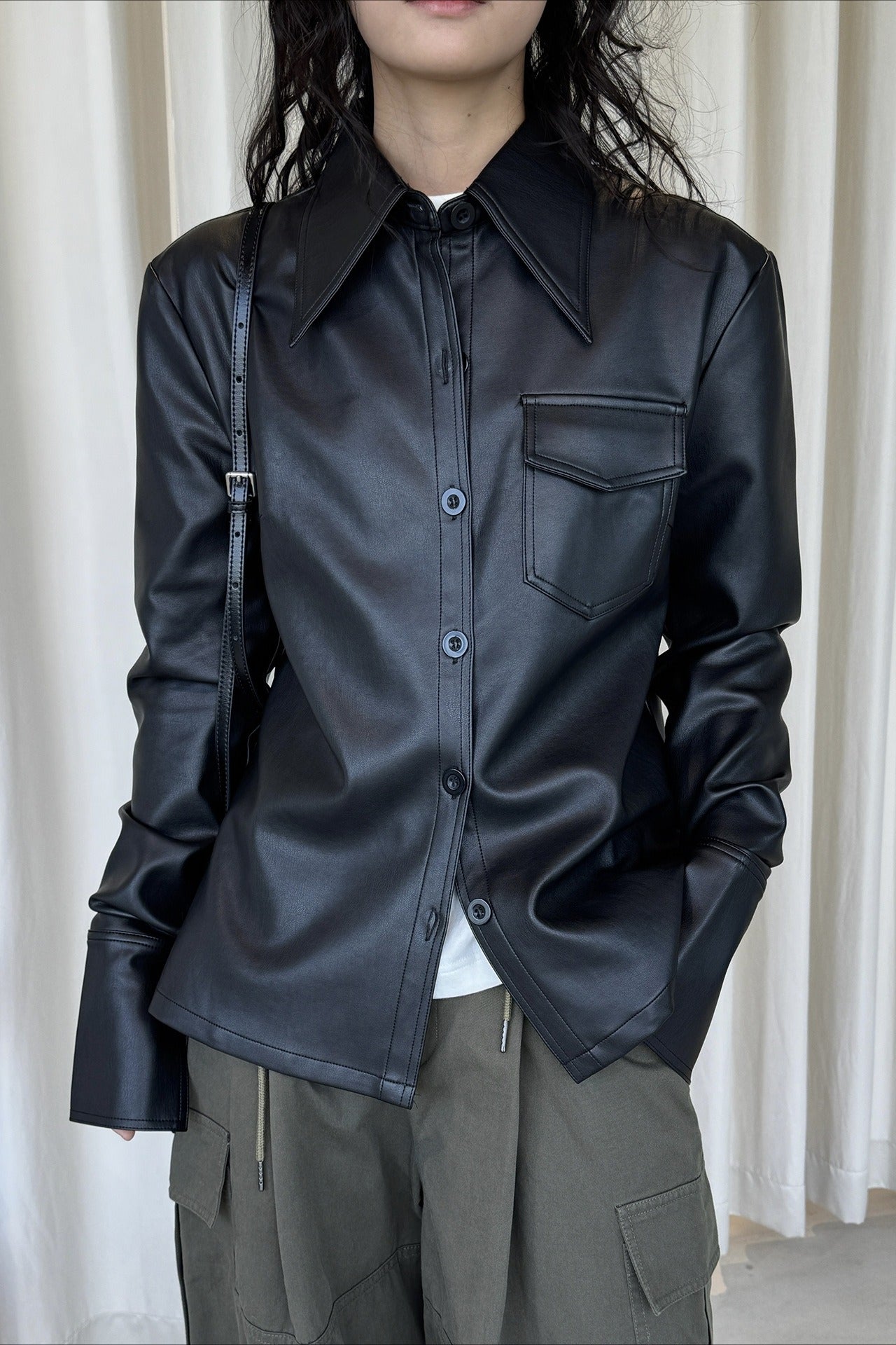 フェイクレザーシャツジャケット 2248