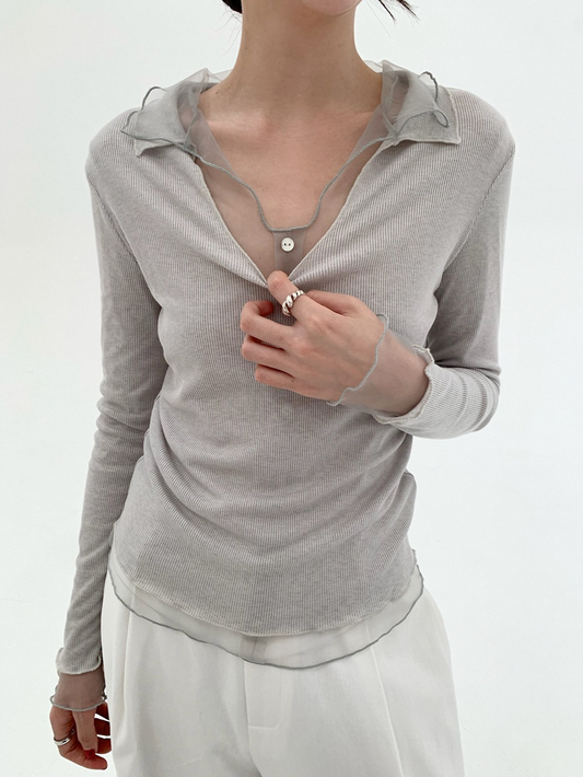 LAYERED SHEER COLLAR TOP 2124