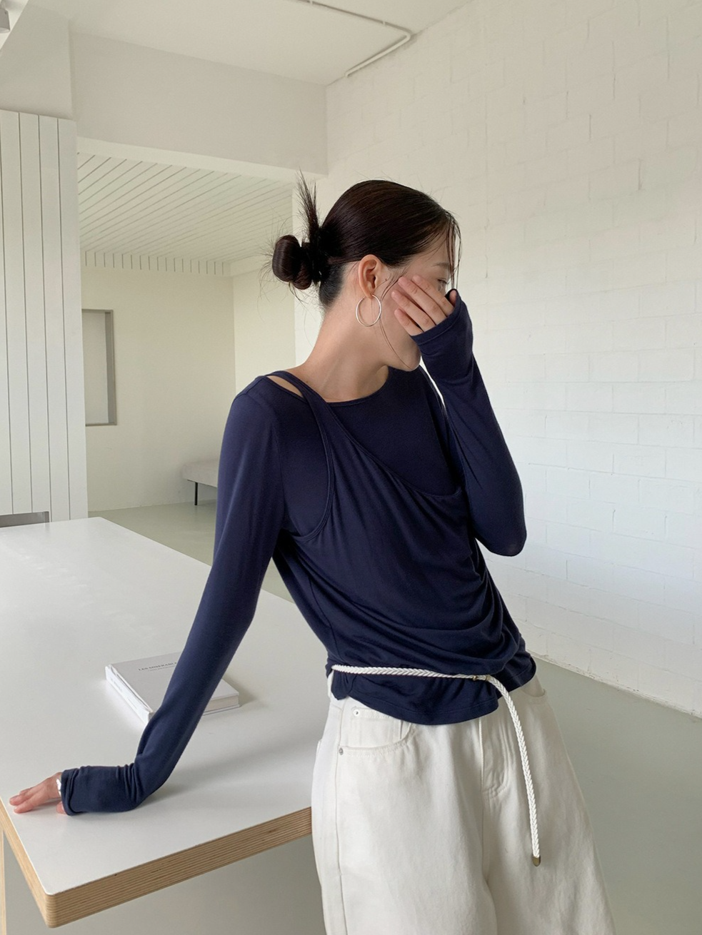 アシメトリードレープレイヤートップス 2202