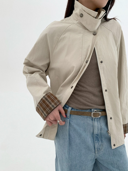 スタンドカラーラグランスリーブジャケット 2160