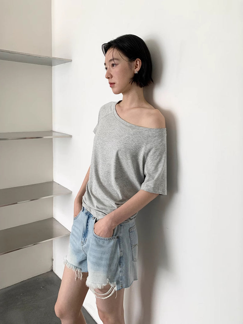 ボートネックTシャツ 2074