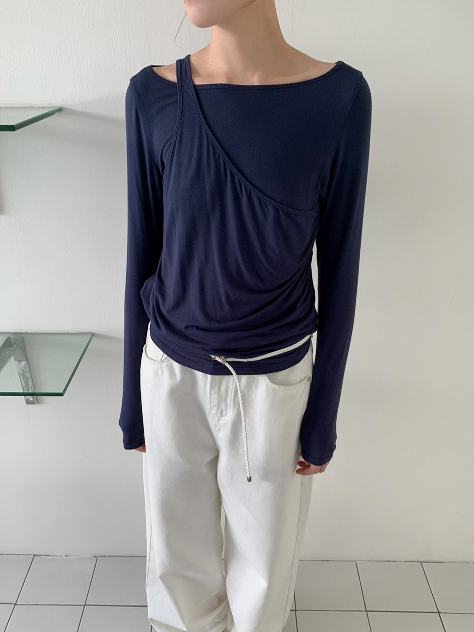 アシメトリードレープレイヤートップス 2202