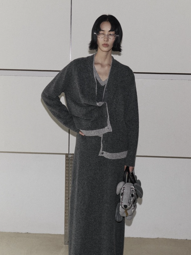 カラーブロックニットカーディガン 2211