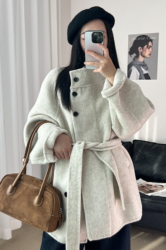 スタンドカラーウールコート 2221