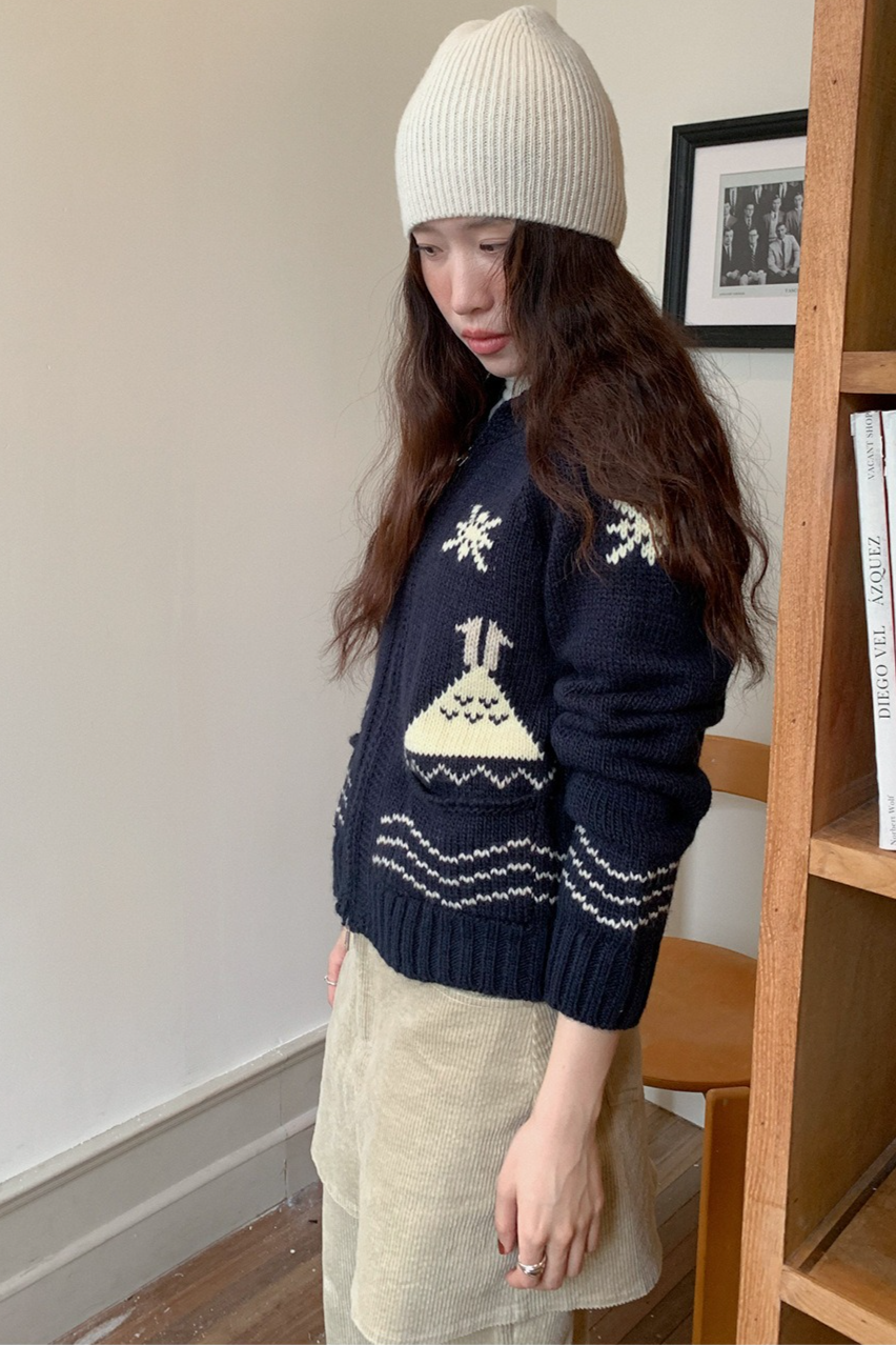 ノルディック柄ジップニット 2217