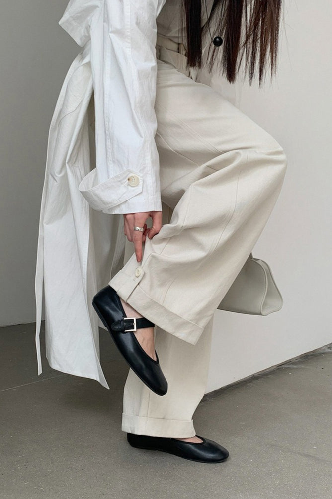 DOUBLE BELT WIDE PANTS 2304