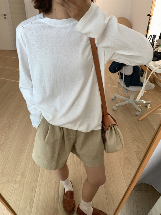 ポイントスッテチコットンロングスリーブTシャツ 2089