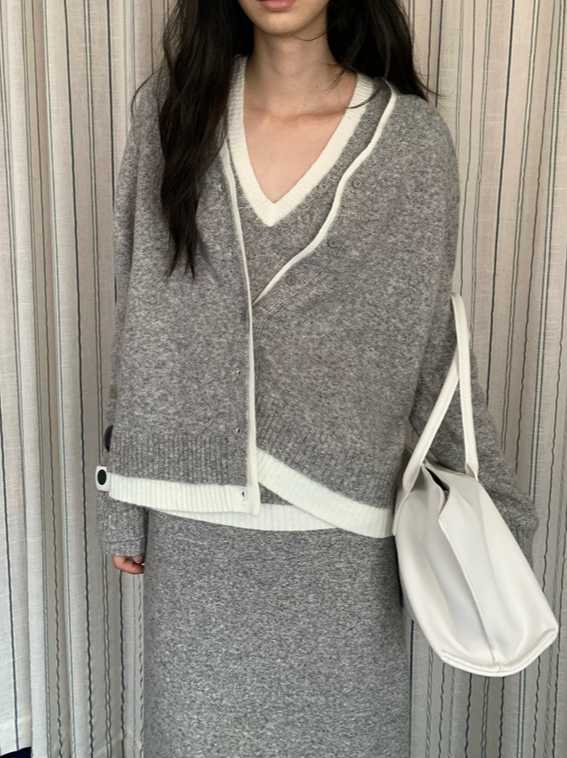 カラーブロックニットカーディガン 2211