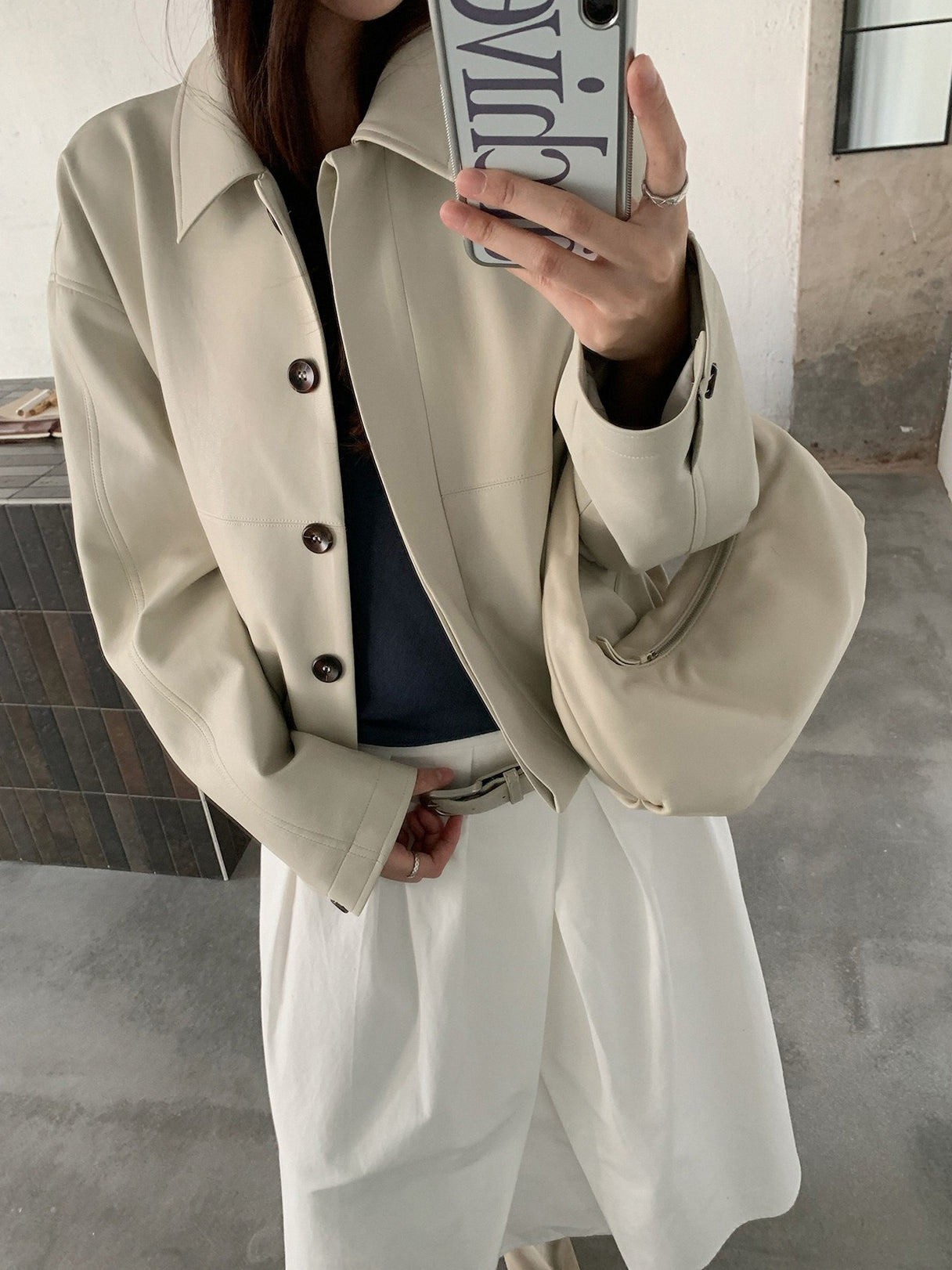 VEGAN LEATHER COCOON JACKET 2459
