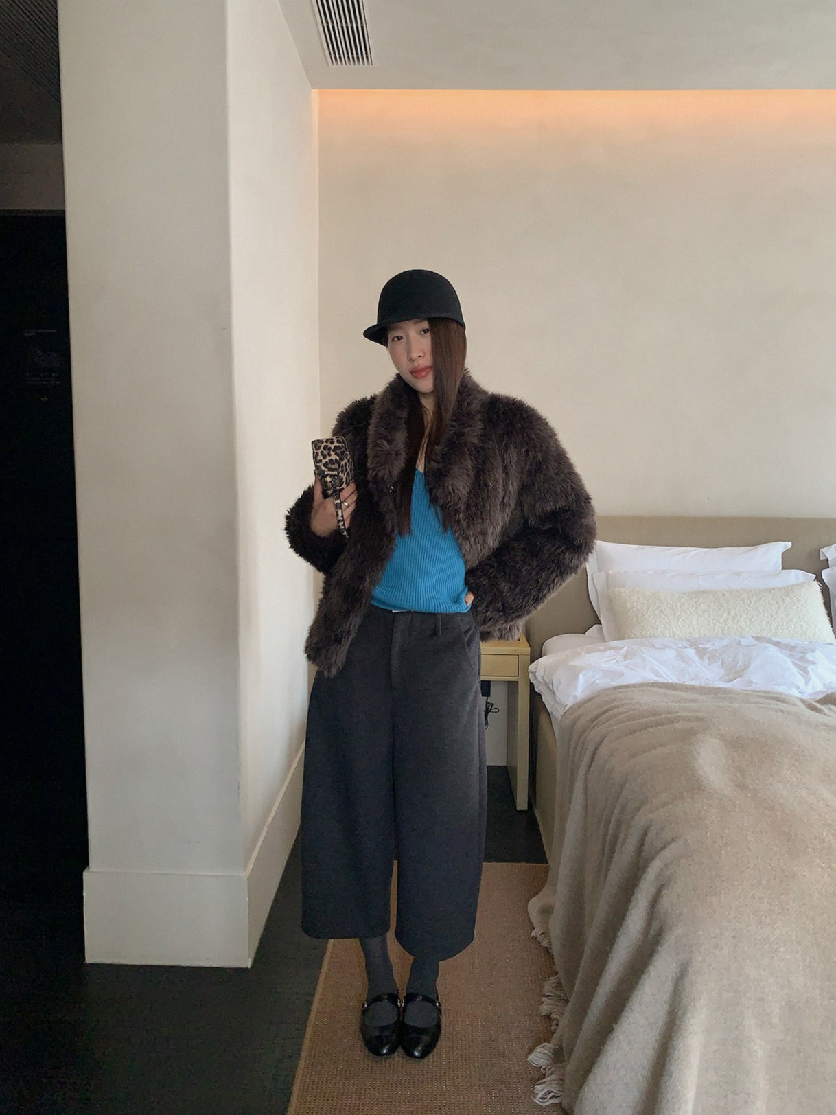 FLUFFY ECO FUR COAT 2501