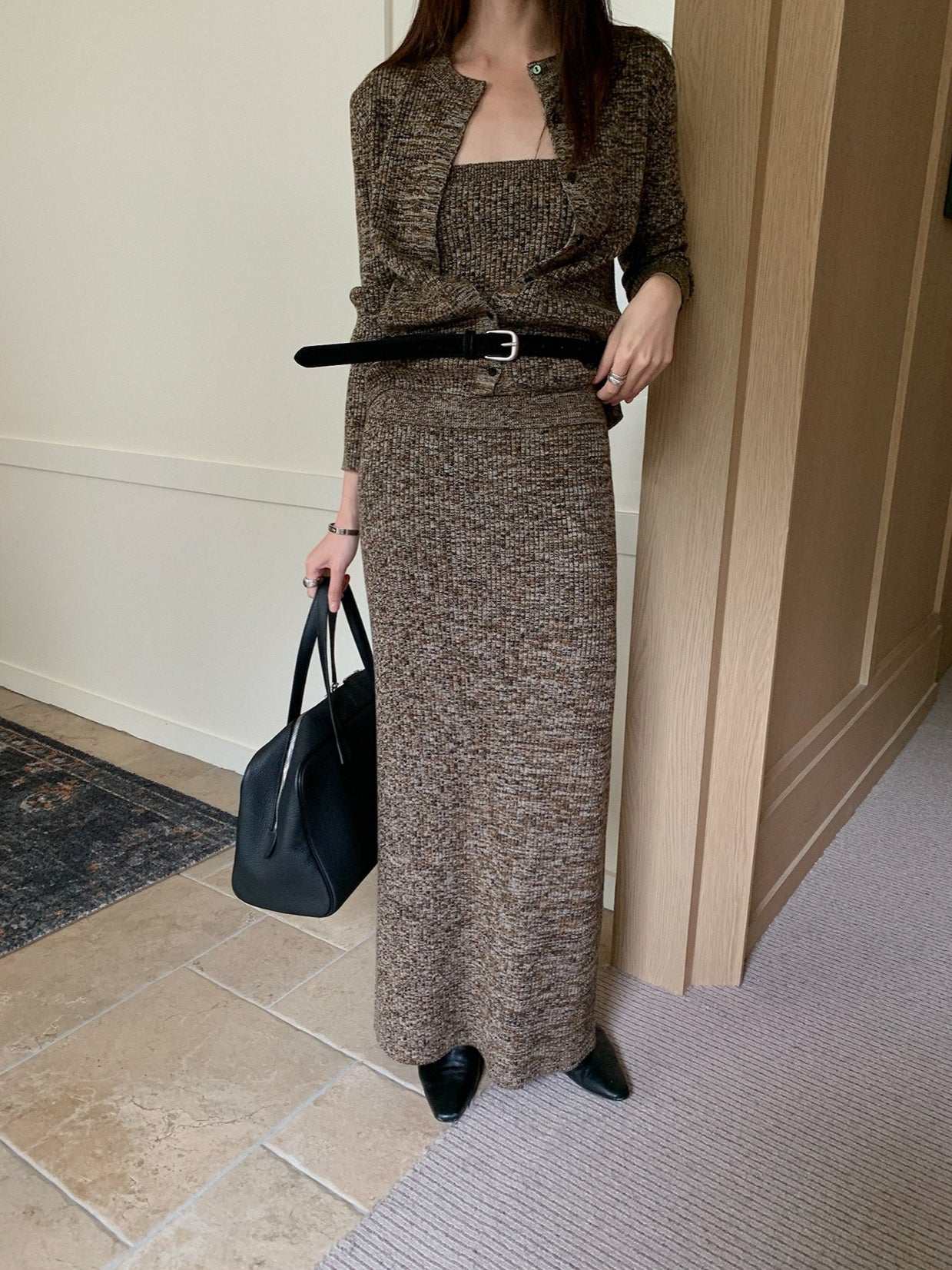 MIXED KNIT FITTED SKIRT 2469