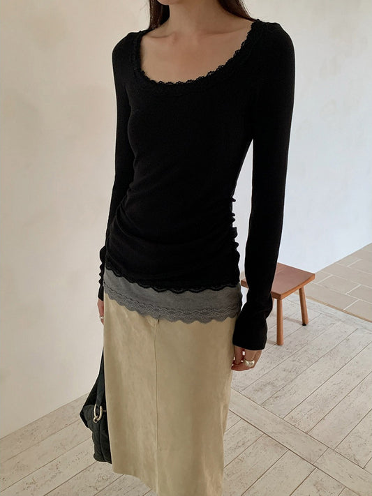 LACE LONG SLEEVE TOP 2507
