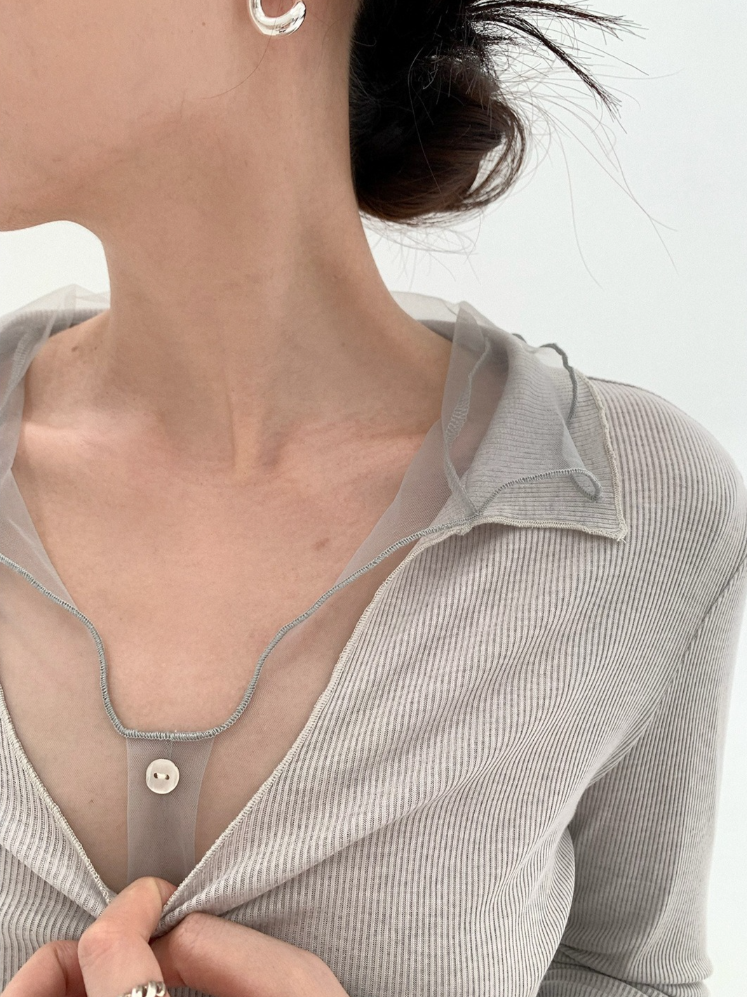 LAYERED SHEER COLLAR TOP 2124