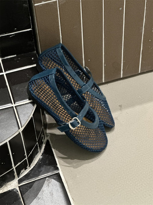 MESH MARY JANE FLAT SHOES 2370