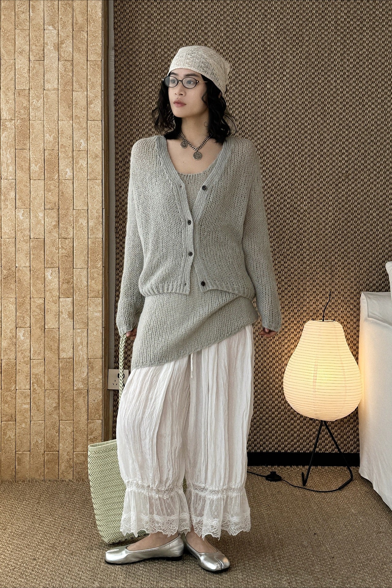 透かし編みニットアンサンブル 2273