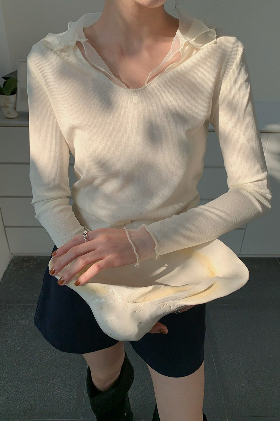 LAYERED SHEER COLLAR TOP–COLORS 2310