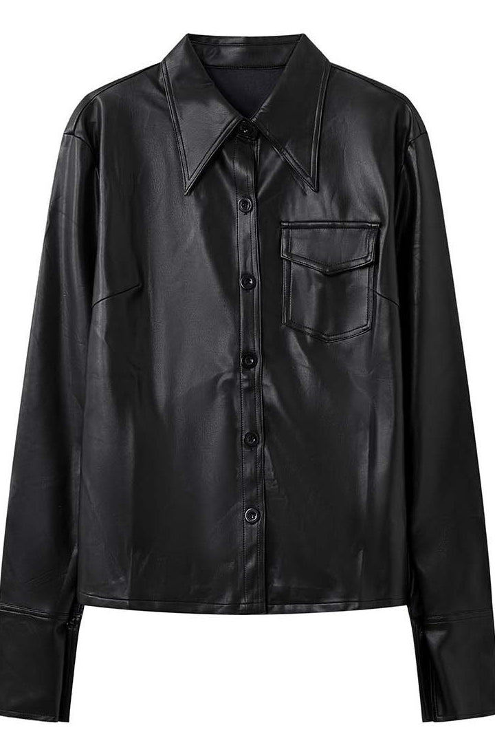 フェイクレザーシャツジャケット 2248