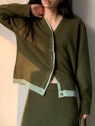 カラーブロックニットカーディガン 2211