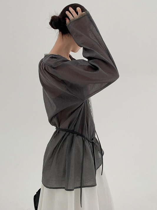 【再入荷】SHEER TIE-NECK BLOUSE 2131