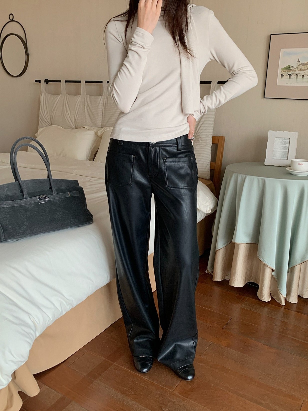 PU LEATHER PANTS 2491