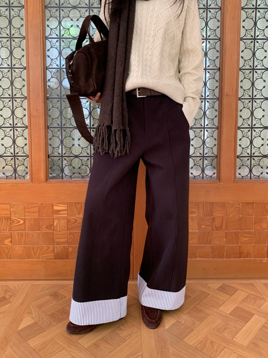 ヘムストライプワイドデニム 2214