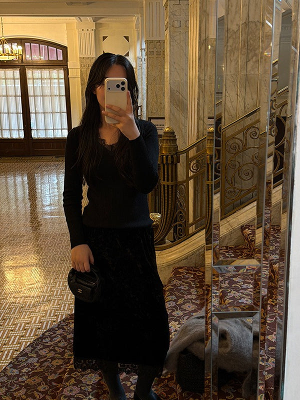 VELVET LACE SKIRT 2478