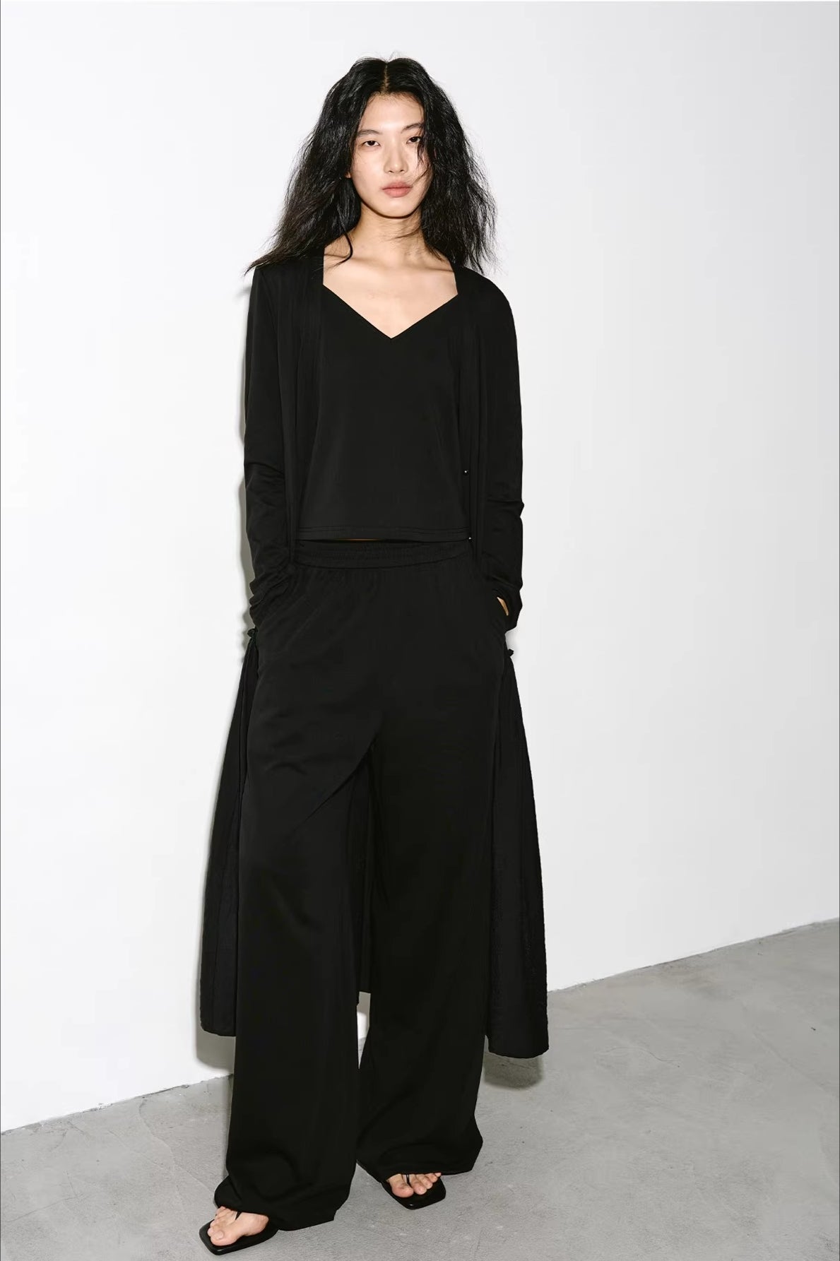 ロングカーディガン/キャミ/ワイドパンツ 2297