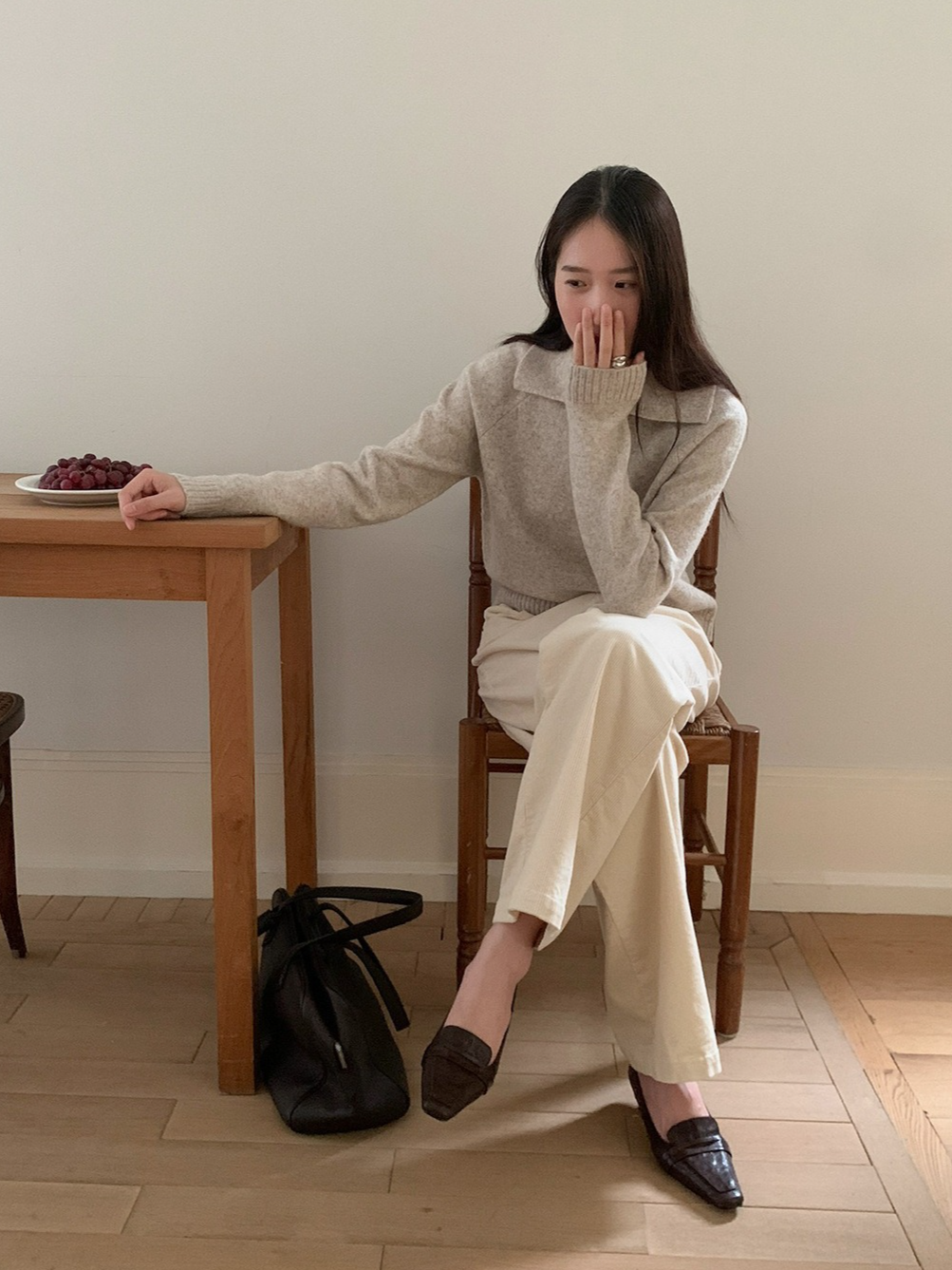 スタンドカラーラグランニット 2198