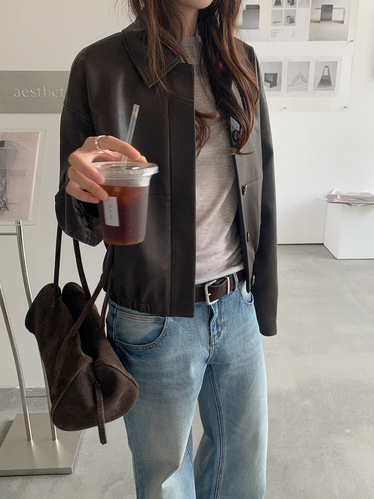 VEGAN LEATHER COCOON JACKET 2459